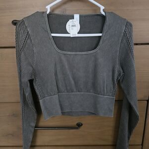 Aerie Cropped Long Sleeve Top